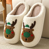 Cartoon Christmas Deer Slippers - Easy Slip-On, Comfortable Round Toe, Anti-Slip, Ultra-Soft Fuzzy, Warm and Toasty, Plush and Cozy - Perfect for Home Wear, Ideal Indoor Shoes for Cold Winter Days