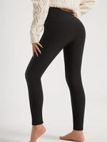 Women'S High-Waisted Thermal Leggings - Stretchy, Comfortable, and Warm for Winter Sports, Yoga, and Running - Solid Color Black, High Waistband, Fleece-Lined, Casual Style, Winter Leggings | Highwaisted Leggings | Stretchy F