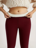 Women'S High-Waisted Thermal Leggings - Stretchy, Comfortable, and Warm for Winter Sports, Yoga, and Running - Solid Color Black, High Waistband, Fleece-Lined, Casual Style, Winter Leggings | Highwaisted Leggings | Stretchy F