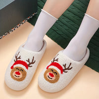 Cartoon Christmas Deer Slippers - Easy Slip-On, Comfortable Round Toe, Anti-Slip, Ultra-Soft Fuzzy, Warm and Toasty, Plush and Cozy - Perfect for Home Wear, Ideal Indoor Shoes for Cold Winter Days