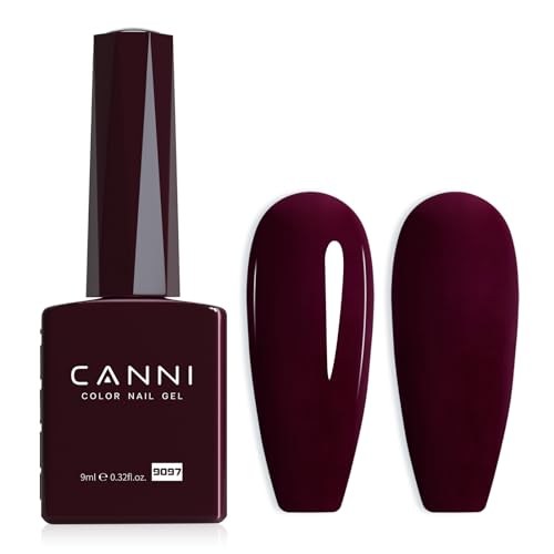 CANNI Dark Red Gel Nail Polish, 1Pcs Burgundy Red Gel Polish Deep Red Color Nail Polish Gel High Gloss Soak Off U V Gel Nail French Nail Manicure Salon DIY