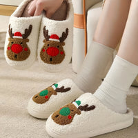 Cartoon Christmas Deer Slippers - Easy Slip-On, Comfortable Round Toe, Anti-Slip, Ultra-Soft Fuzzy, Warm and Toasty, Plush and Cozy - Perfect for Home Wear, Ideal Indoor Shoes for Cold Winter Days