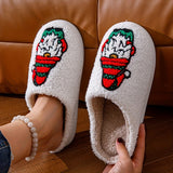 Cartoon Christmas Deer Slippers - Easy Slip-On, Comfortable Round Toe, Anti-Slip, Ultra-Soft Fuzzy, Warm and Toasty, Plush and Cozy - Perfect for Home Wear, Ideal Indoor Shoes for Cold Winter Days