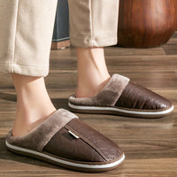 Men's Slippers Home Winter Indoor Warm Shoes Thick Bottom Plush House Slippers Classic Men Cotton Shoes