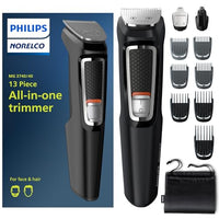 Norelco Philips Multi Groomer All-in-One Trimmer Series 3000-13 Piece Mens Grooming Kit for Beard, Face, Nose, Ear Hair Trimmer and Hair Clipper - NO Blade Oil Needed, MG3740/40