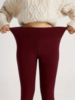 Women'S High-Waisted Thermal Leggings - Stretchy, Comfortable, and Warm for Winter Sports, Yoga, and Running - Solid Color Black, High Waistband, Fleece-Lined, Casual Style, Winter Leggings | Highwaisted Leggings | Stretchy F