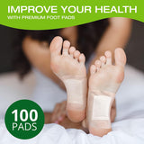 IKIMI 100 Ginger Foot Pads: Natural Herbal Body Stress Relief and Fatigue Remove Foot Patches - Wormwood and Bamboo Vinegar Premium Foot Care for Better Sleep