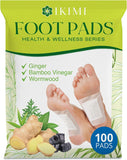 IKIMI 100 Ginger Foot Pads: Natural Herbal Body Stress Relief and Fatigue Remove Foot Patches - Wormwood and Bamboo Vinegar Premium Foot Care for Better Sleep