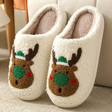 Cartoon Christmas Deer Slippers - Easy Slip-On, Comfortable Round Toe, Anti-Slip, Ultra-Soft Fuzzy, Warm and Toasty, Plush and Cozy - Perfect for Home Wear, Ideal Indoor Shoes for Cold Winter Days