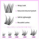 VEYESBEAUTY Lash Clusters Individual Eyelash Extensions Thin & Invisible Band DIY False Eyelashes for Self-application Newbie's Five-Second Series Wispy Lash Tray, LuxeBold 8-16mm Mixed Length