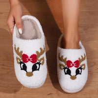 Cartoon Christmas Deer Slippers - Easy Slip-On, Comfortable Round Toe, Anti-Slip, Ultra-Soft Fuzzy, Warm and Toasty, Plush and Cozy - Perfect for Home Wear, Ideal Indoor Shoes for Cold Winter Days