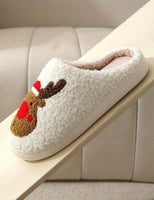 Cartoon Christmas Deer Slippers - Easy Slip-On, Comfortable Round Toe, Anti-Slip, Ultra-Soft Fuzzy, Warm and Toasty, Plush and Cozy - Perfect for Home Wear, Ideal Indoor Shoes for Cold Winter Days