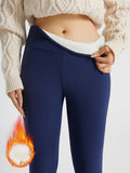Women'S High-Waisted Thermal Leggings - Stretchy, Comfortable, and Warm for Winter Sports, Yoga, and Running - Solid Color Black, High Waistband, Fleece-Lined, Casual Style, Winter Leggings | Highwaisted Leggings | Stretchy F