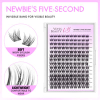 VEYESBEAUTY Lash Clusters Individual Eyelash Extensions Thin & Invisible Band DIY False Eyelashes for Self-application Newbie's Five-Second Series Wispy Lash Tray, LuxeBold 8-16mm Mixed Length