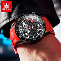 OLEVS Men's Quartz Watch Original Rubber Fashion Waterproof