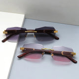 Square Rimless Sunglasses Woman and Man Luxury Brand Designer