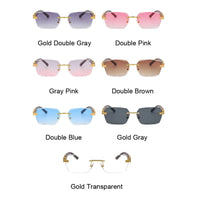 Square Rimless Sunglasses Woman and Man Luxury Brand Designer