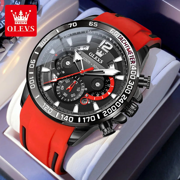 OLEVS Men's Quartz Watch Original Rubber Fashion Waterproof