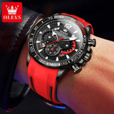 OLEVS Men's Quartz Watch Original Rubber Fashion Waterproof