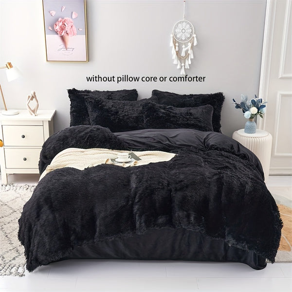 3pcs Soft Plush Duvet Cover Set for Winter - Thickened Bedding for Bedroom and Guest Room - Includes 1 Duvet Cover and 2 Pillowcases (Core Not Included)