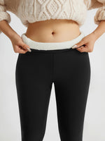 Women'S High-Waisted Thermal Leggings - Stretchy, Comfortable, and Warm for Winter Sports, Yoga, and Running - Solid Color Black, High Waistband, Fleece-Lined, Casual Style, Winter Leggings | Highwaisted Leggings | Stretchy F