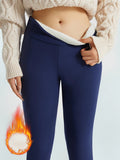 Women'S High-Waisted Thermal Leggings - Stretchy, Comfortable, and Warm for Winter Sports, Yoga, and Running - Solid Color Black, High Waistband, Fleece-Lined, Casual Style, Winter Leggings | Highwaisted Leggings | Stretchy F